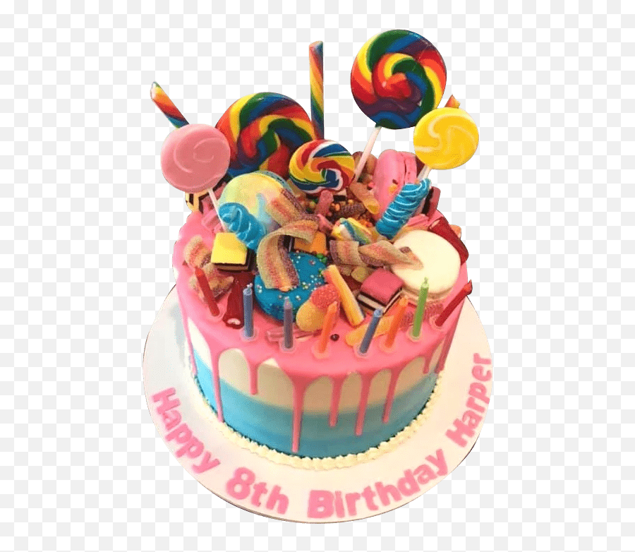 Candy Wonderland Ombre Buttercream Speciality Cake U2013 Cake - Bright Coloured Cake With Macarons And Candy Puprple Emoji,Candyland Emoji Themed Cake Ideas