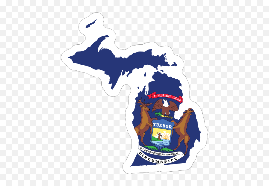 Garden Ornaments State Of Michigan Flag Reflective Decal - Michigan Flag And State Emoji,Coffee And Poodle Emoji