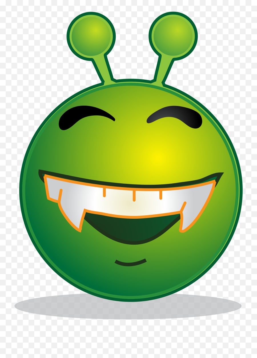Alien Smiley Design - Clipart Alien Green Emoji,Emoticon Looking At Painting