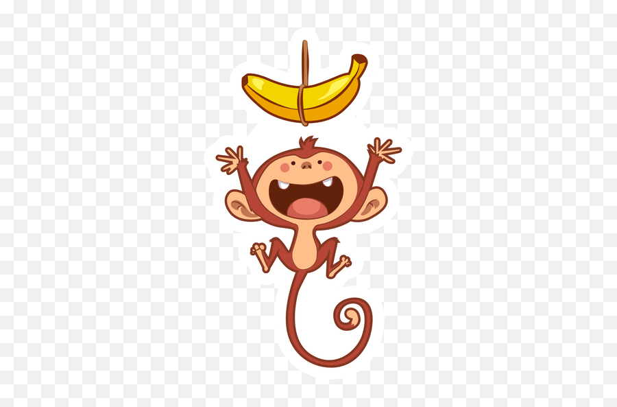 Monkey With Banana Sticker - Sticker Mania Happy Emoji,Llittle Monkey Emojis
