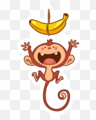 Monkey With Banana Sticker - Sticker Mania Happy Emoji,Llittle Monkey Emojis