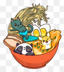 Cute Kawaii Cat Ramen Bowl Japanese Anime Panda Dog Noodle T Emoji,Panda Japanese Text Emoticon