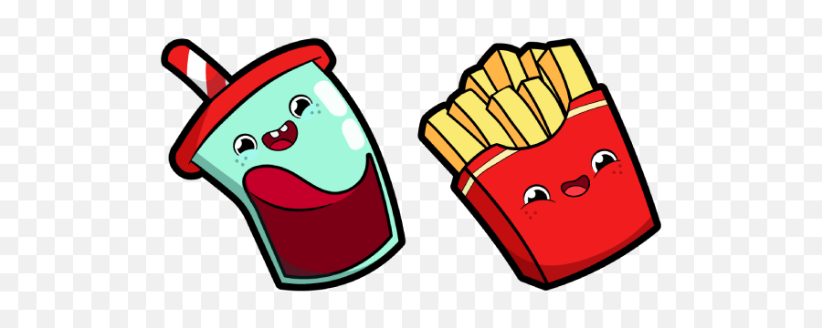 Cute Soft Drink And Fries Cursor - Cartoon Fries And Drinks Emoji,Cute Emotions