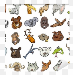Wall Mural Cartoon Wild Animals Heads Huge Set - Pixersus Emoji,Bichon Emoji