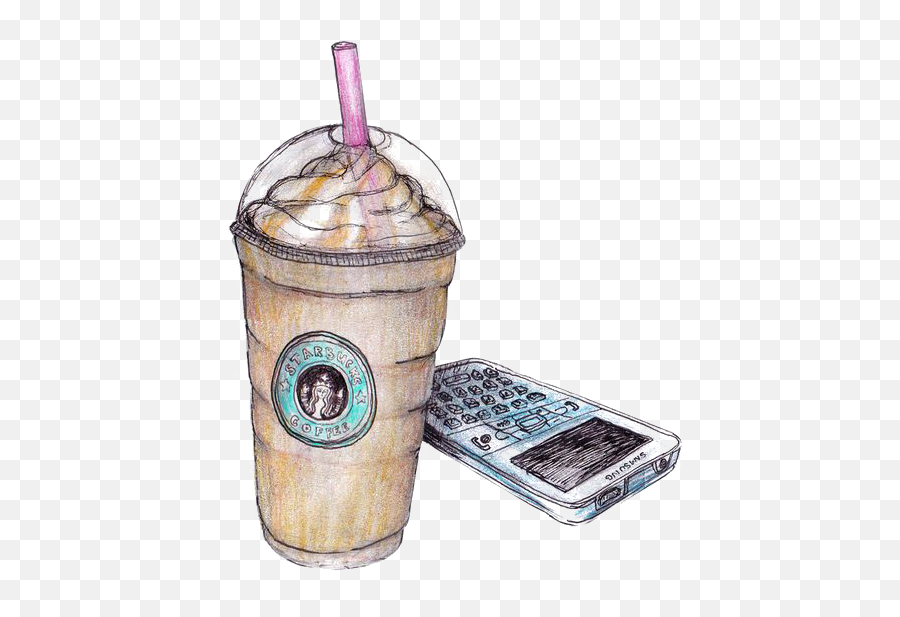 Download Coffee Drawing Milkshake Starbucks Latte Png File - Art Starbucks Drink Drawing Emoji,Milkshake Emoticon
