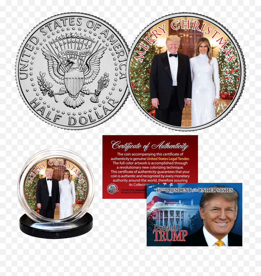 Donald U0026 Melania Trump 2019 Christmas Coin U2013 I Love My Freedom - Museum Pos Indonesia Emoji,Melania Trump No Emotion
