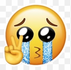 Emoji Stickers - Crying Peace Sign Emoji,