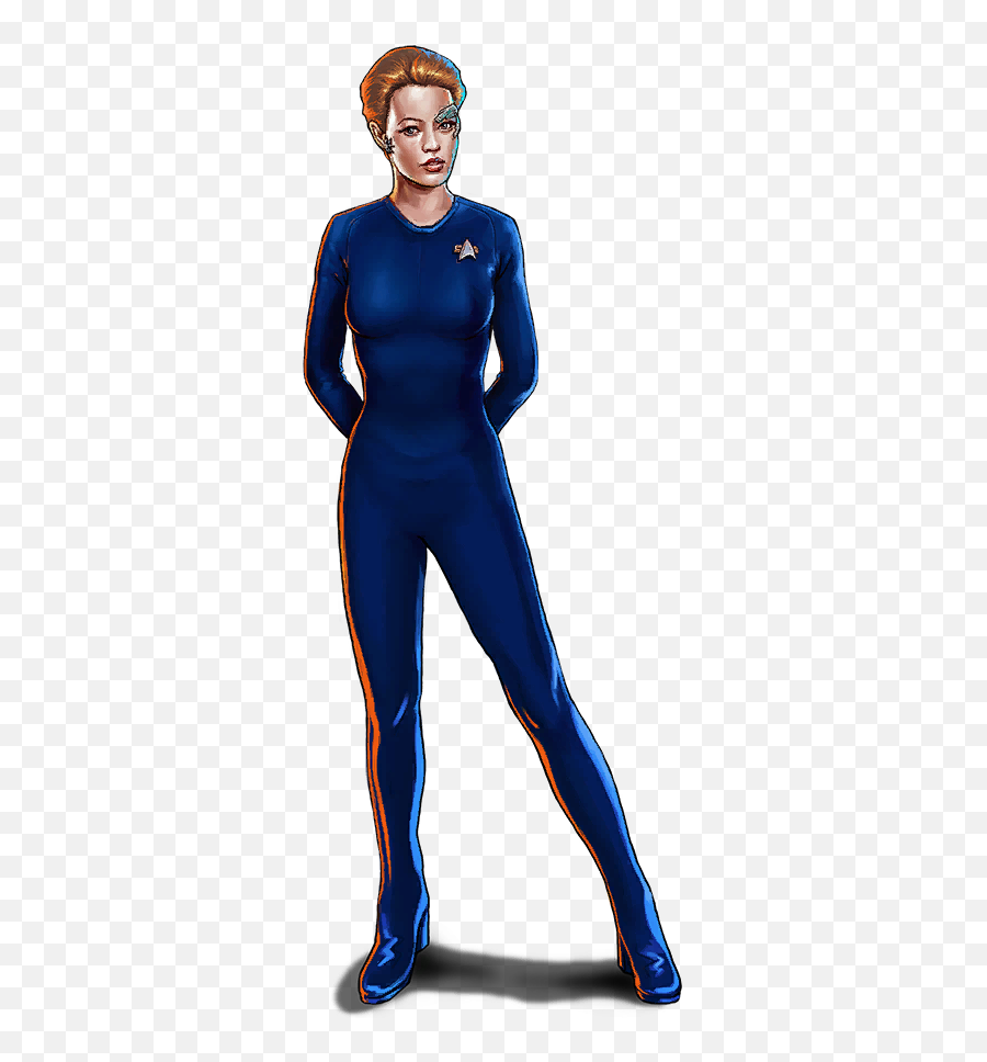 Seven In Blue - Standing Emoji,Seven Of Nine Emotion Cortical Implant