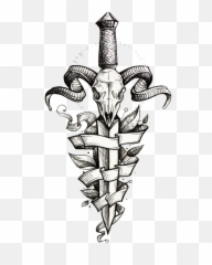 Download Decorative Tattoo Dagger Sleeve Painted Flash Hand - Dagger Tattoo Design Emoji,Heart Emoticon Tattoo