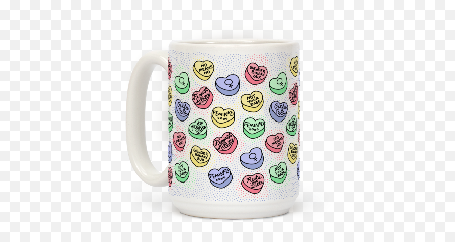 Feminist Conversation Hearts Coffee - Serveware Emoji,Flattered Japanese Emoticon