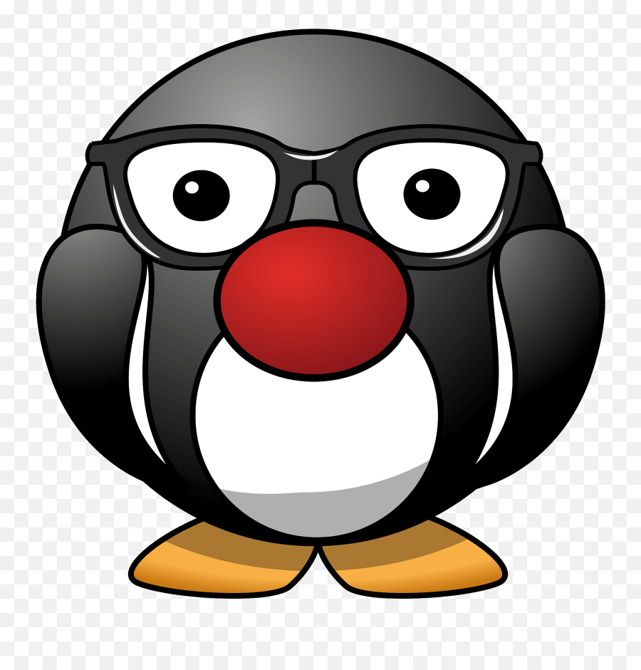 Glasses And Clown Nose Clipart - Penguin Clipart Transparent Background Waving Emoji,Black Clown Emoji