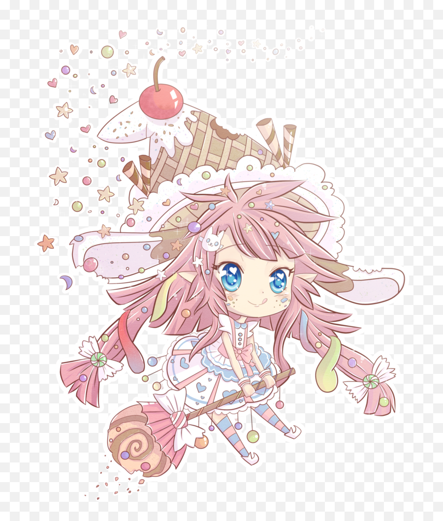 Anime Candy Kawaii Rabbit Sticker By Lemon Tea - Fictional Character Emoji,Women With Bunny Ears Emoji