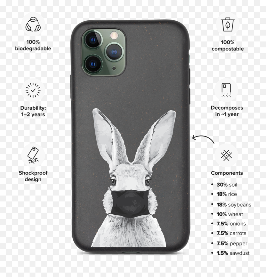 Bunny Mask Biodegradable Iphone Case - Iphone 11 Pro Emoji,Bunny Emoji Iphone X Case