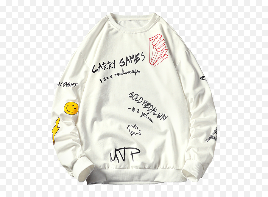 Brand Men Sweatshirt Mvp Print - Long Sleeve Emoji,Man Emoji Pull Over