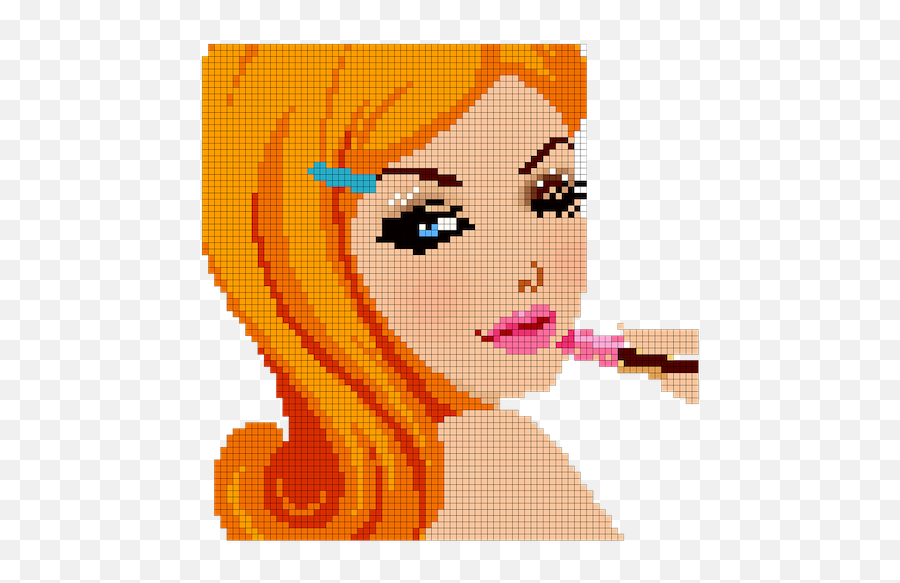 Updated Beauty Makeup Color By Number - Pixel Art Pixel Art Eyebrows Emoji,Girl With Paintbrush Emoji