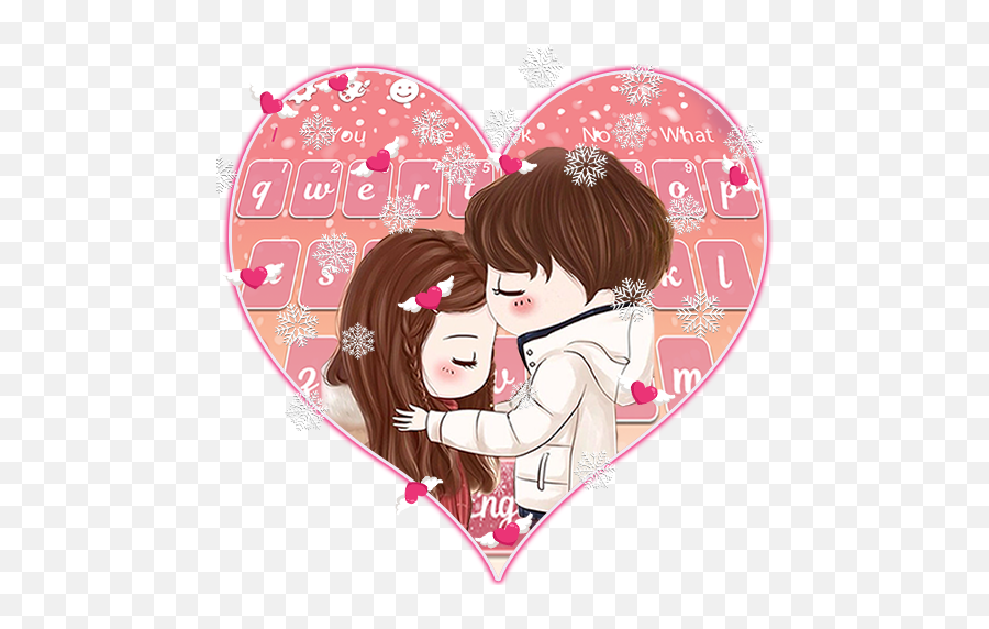 2021 Cute Winter Couple Dp Keyboard Theme Pc Android - Kawaii Cute Animated Couple Emoji,Winter Emojis
