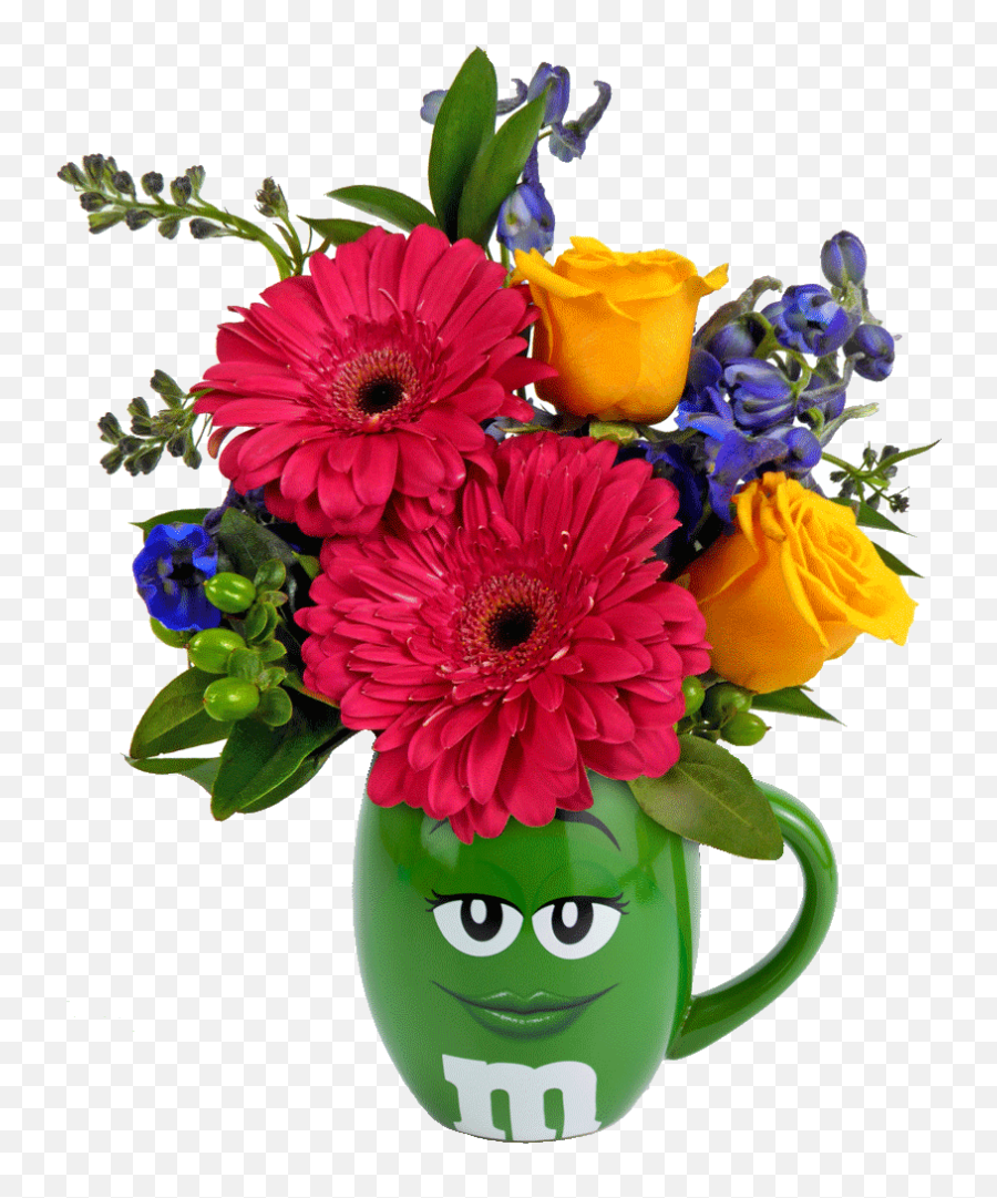 Green Mu0026m Character Flower Mug Emoji,Hydrangea Emoticon