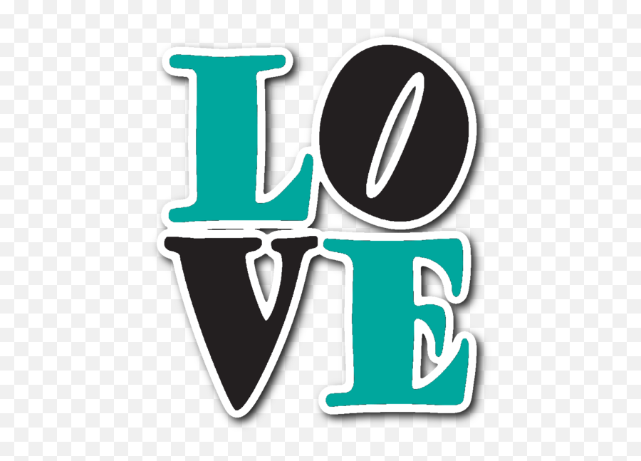 Teal And Black Love Vinyl Die Cut Sticker - Love Sticker Png Language Emoji,Wine And Love Letter Emojis