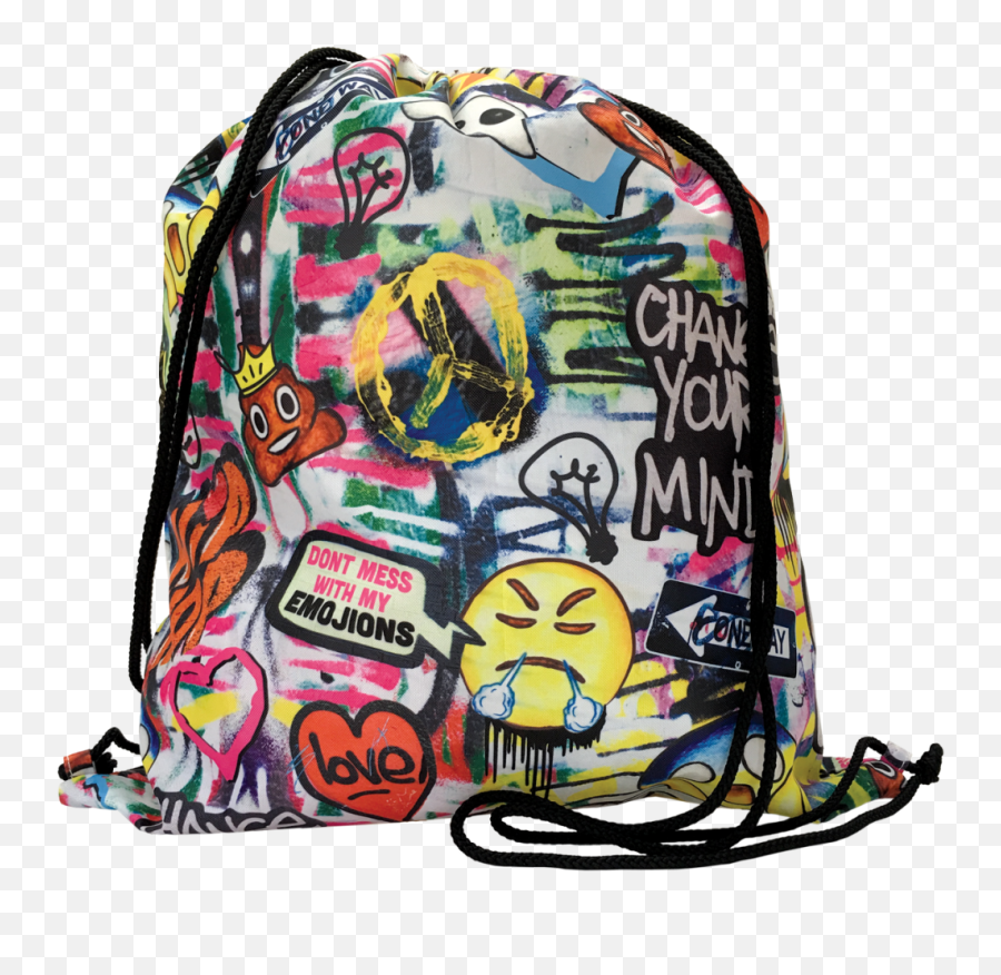 Emoji Graffiti Drawstring Bag - For Teen,Iphone Emoji Guy In Tie