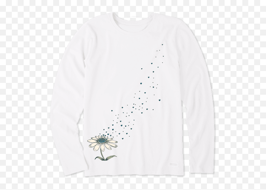 Flower Love Long Sleeve Crusher Tee - White Long Sleeve Shirt Flower Emoji,Emoji T Shirts Women