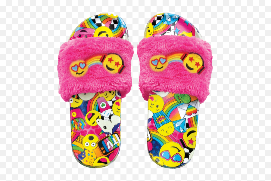 Emoji Party Faux Fur Slides Size - Shoe Style,Justice Emoji Bedding