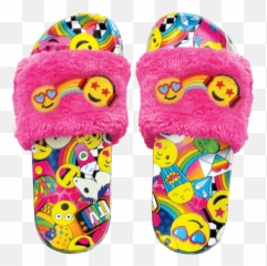 Emoji Party Faux Fur Slides Size - Shoe Style,Justice Emoji Bedding