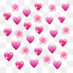 Flower Pink Flower Emoji Transparent - Emoji Transparent Hearts Png,Cherry Blossom Emoji