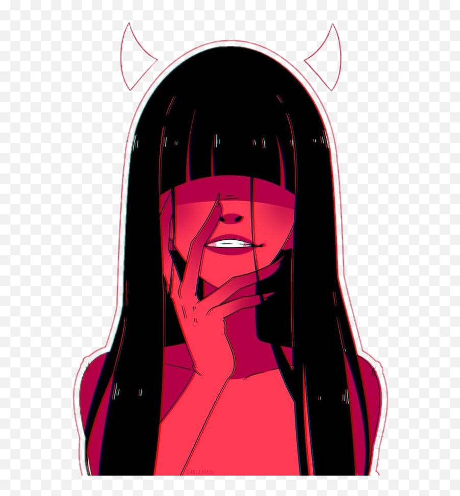 Red Design Light Demon Sticker - Aesthetic Anime Demon Girl Emoji,Red Devil Emoji Meaning