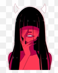 Red Design Light Demon Sticker - Aesthetic Anime Demon Girl Emoji,Red Devil Emoji Meaning