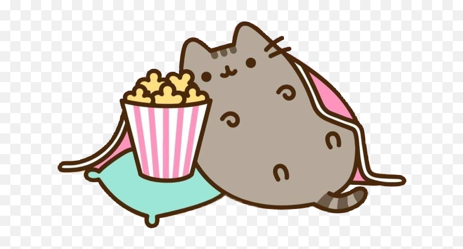 Pusheen With Popcorn - Snuggle Cuddle Anime Gif Emoji,Popcorn Eating Emoji