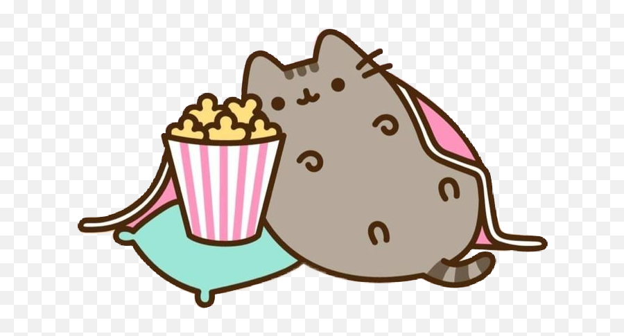 pusheen with popcorn