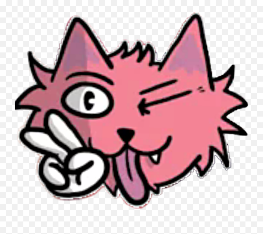 Pinkkitten Pink Kitty Wink Peace Sticker By Victoria - Girly Emoji,Peace Sign Wink Emoticon
