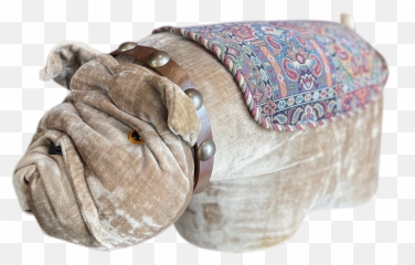1970s Vintage Velvet Pug Footstool Emoji,Abstract Pug Emotion