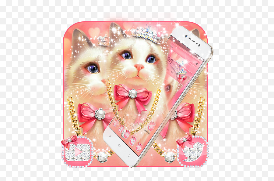 Pink Diamond Cat Theme U2013 Google Play U2011sovellukset - Cute Pink Princess Cat Emoji,Cat Hacker Emoji