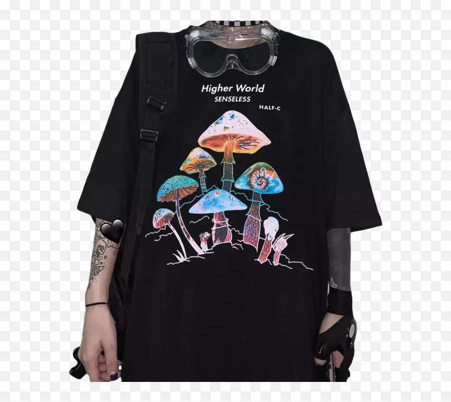 2021 Summer Womenu0027s T - Shirt Harajuku Colorful Mushroom Print Harajuku Street Casual Loose Oneck Sports Top Tshirt Shrooms Tapestry Emoji,Plus Size Womens Emoticon Shirt 3x