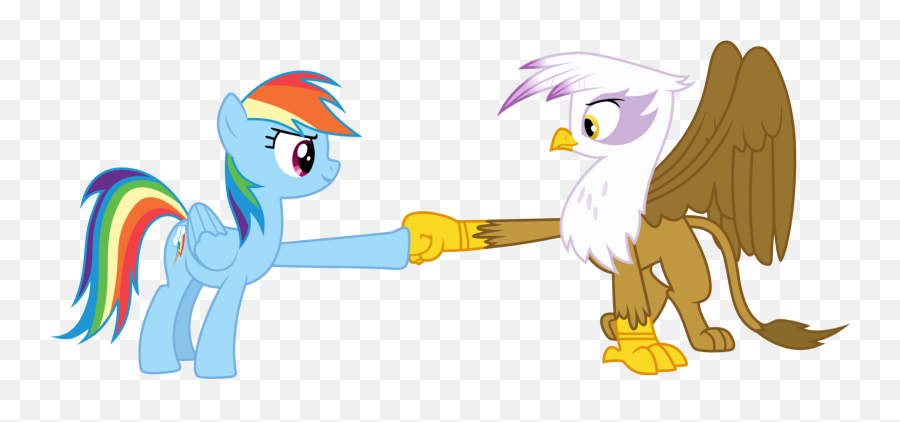 Rainbow Dash And Gilda Doing A Hoof Fist Bump By Tomfraggle - Rainbow Dash Emoji,Facebook Emoticons Fist Bump