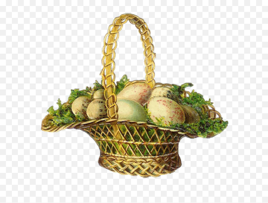 Easter Basket - Free Vintage Easter Clip Art Emoji,Easter Basket Emoji