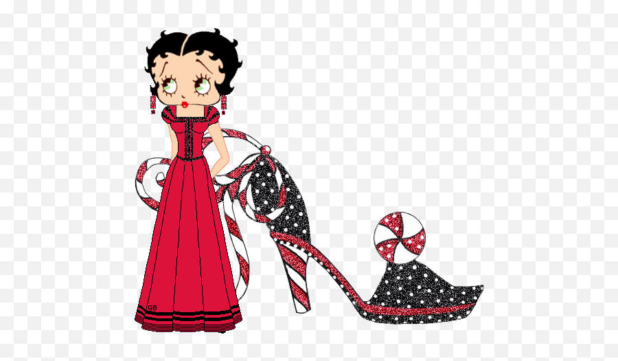 Betty Boop High Heel Shoes Wearing A Long Red Gown With Shoe - Betty Boop Emoji,High Heel Emoji