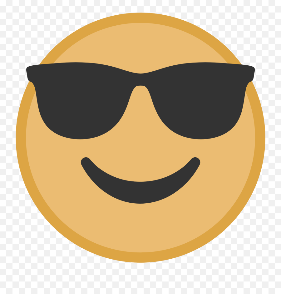 Yellow Cool Face Graphic - Happy Emoji,Cool Emoji