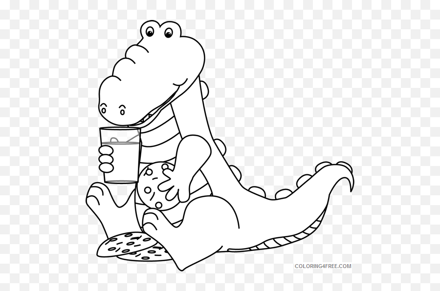 Black And White Alligator Eating Cookies Black And White - Fictional Character Emoji,Lightbulb Cookie Emoji