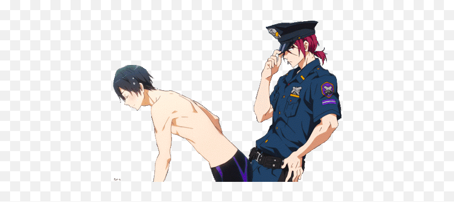 Hahhahhahahahahah Lo Que Encuentra Uno Art Boys - Rin X Haru Yaoi Gif Emoji,Saludo Militar Emoji