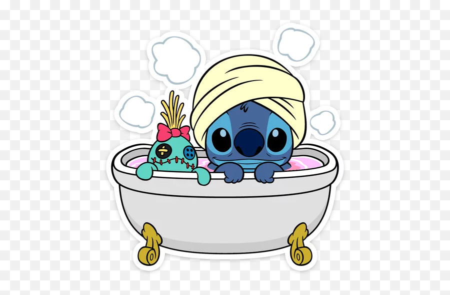 Telegram Sticker 22 From Collection - Lilo And Stitch In Bathtub Emoji,How To Draw Disney Emojis