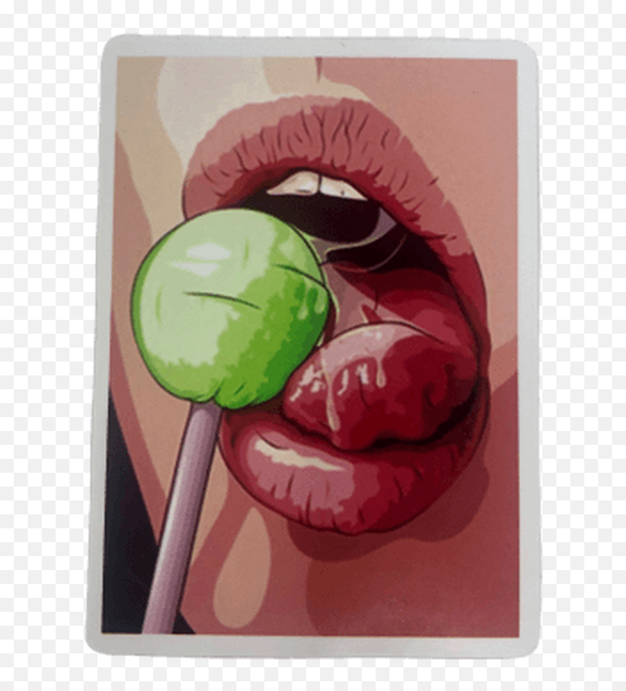 Lips With Lollipop Adult Die Cut Sticker Emoji,Emotion Lolipop3.0