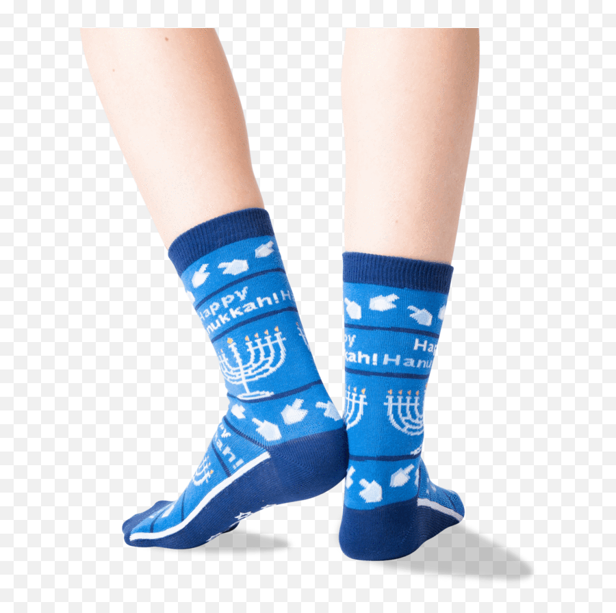 Womenu0027s Happy Hanukkah Non Skid Crew Socks U2013 Hotsox - Unisex Emoji,Kah Meh Ha Meh Ha Emoticon