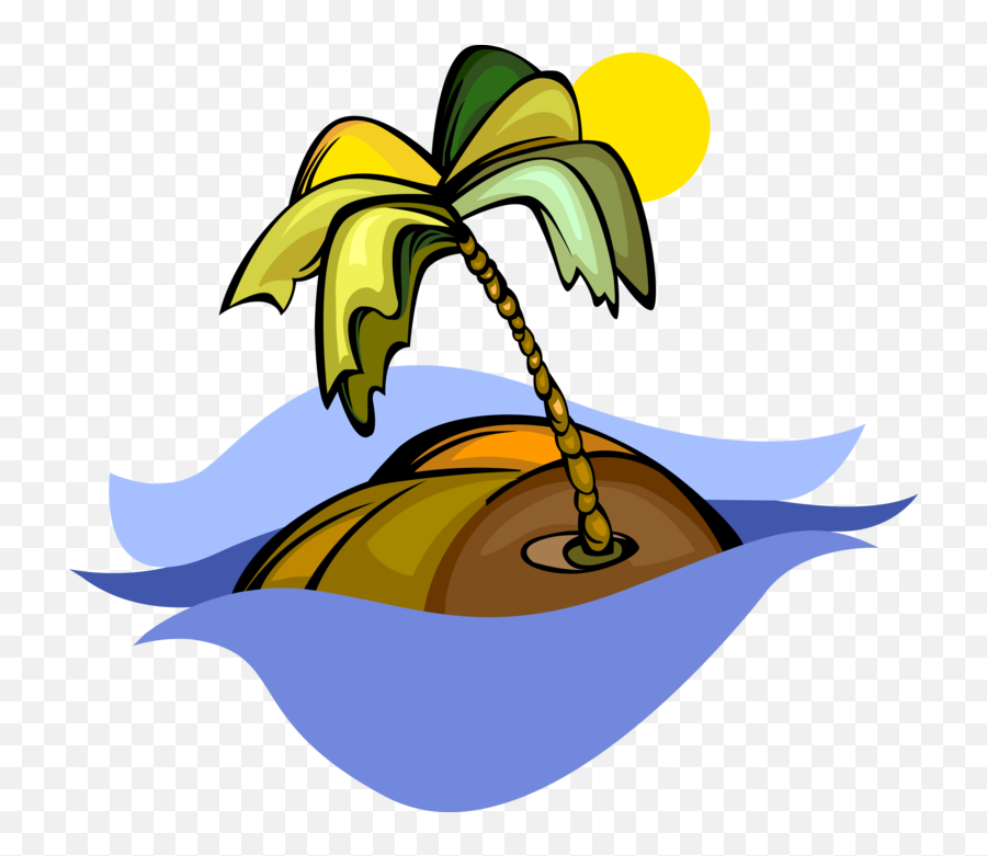 Deserted Island Palm Tree And Sun - Vector Image Emoji,Palm Tree Emoji Png