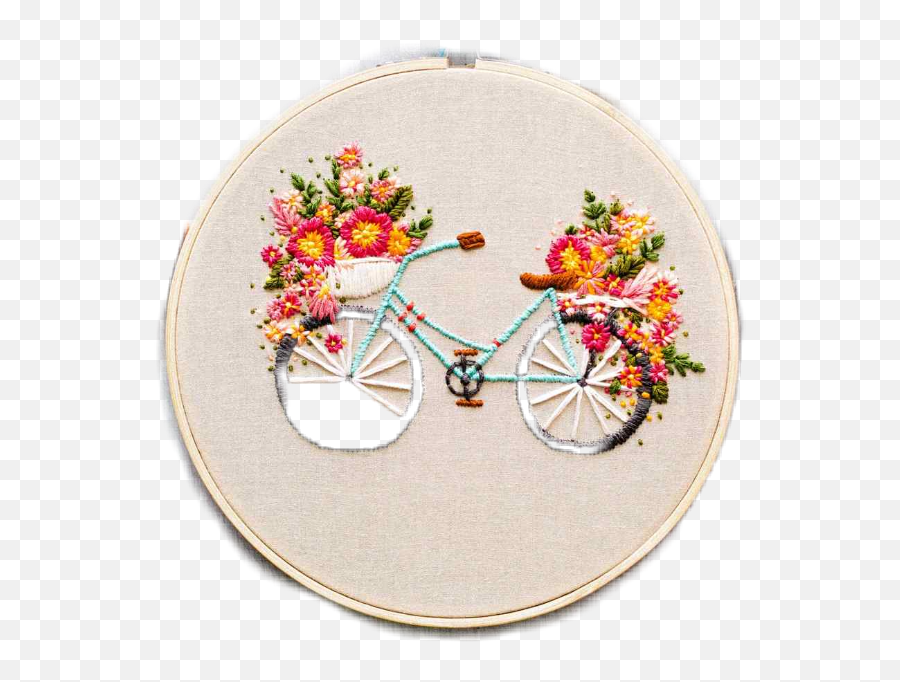 Embroidery Sticker Challenge On Picsart - Cycle With Flowers Embroidery Emoji,Emoji Embroidery