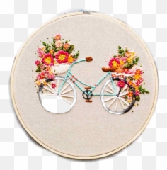 Embroidery Sticker Challenge On Picsart - Cycle With Flowers Embroidery Emoji,Emoji Embroidery