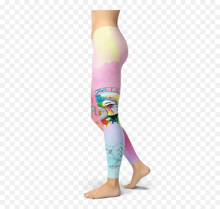 Watercolor Aries Zodiac Leggings - Leggings Emoji,Emoji Tights