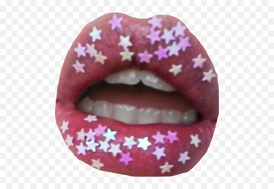 Star Glitter Shiny Lips Kiss Makeup - Glitter Stars Lips Emoji,No Lips No Emoji
