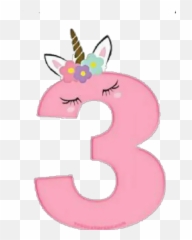 Pink Numbers Stickers For Whatsapp - Numero Tres Unicornio Emoji,Unicorn Emoji Grande